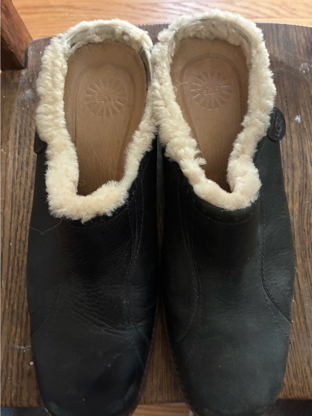 Women's Black Shearling-Lined Slip-On Clog. UGGS